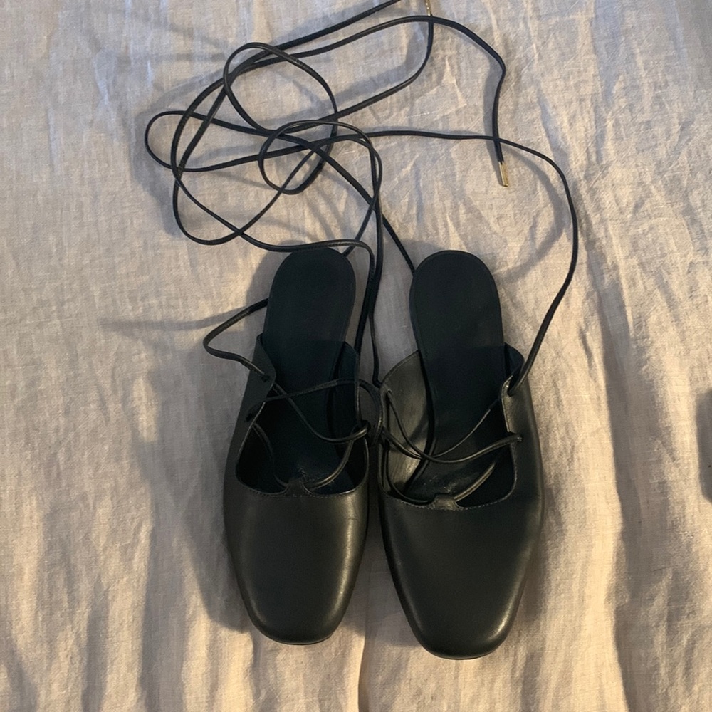 Tibi ankle wrap mules